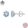 Pendientes Evelle con explosiones transfronterizas en plata S925, clásicos de seis garras, con aguamarina y moissanita, joyería MSE025