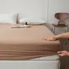 Lençol de Elástico Cor Sólida Luxo Leve de Alta Qualidade Estilo Hotel Algodão de Fibra Longa Peça Única Cobertura de Cama de Cetim 100% Algodão para Dormir Diretamente no Colchão
