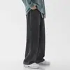 Pantalones largos casuales rectos de pierna ancha sueltos de color liso para hombre, otoño e invierno, con felpa, extra gruesos, retro, transfronterizos