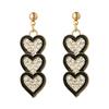 Europa y Estados Unidos pendientes de borla de amor de diamantes nuevos transfronterizos pendientes de moda de corazón a corazón pendientes comodín con forma de corazón al por mayor