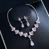 Collar de Amatista Estilo Europeo y Americano Nupcial Versátil Aretes de Pedrería Set de Dos Piezas
