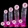 Dildo Artificial de Cristal Dispositivo de Masturbação Feminina com Dildo de Ovo Carne Macia Dispositivo Sexual Feminino Realista Sexo Adulto