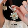 Agulha de prata diamante cor brincos de flor fresco all-match elegante luz de luxo high-end acessórios de orelha mulheres atacado