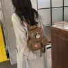 Bolsa de Ombro Duplo Feminina Retrô para Ir ao Trabalho Escola Camurça 2026 Estudante Estampa de Leopardo Fofa Nova Desenho Animado Leve Mochila de Outono