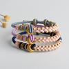 Pulsera tejida a mano con nudo concéntrico de flor de durazno, trenza de ocho hebras, con cuentas, escape, popular en el libro rojo pequeño, pulsera popular para parejas