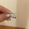 Anillos de Pareja Estilo Ins Lujo Accesible Nicho Corazón Luz de Luna Circonita Apertura Anillo de Moda Femenino Alto Nivel Anillo para Dedo Índice
