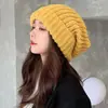 Touca de Tricô de Inverno para Mulheres, Estilo Coreano Versátil Grossa Soltinha, Outono e Inverno Quente Grossa Casual Moda Chapéu de Tricô