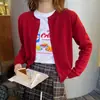 Cárdigan de punto rojo para mujer, nuevo estilo principios de otoño 2026, suéter suave y cómodo, perfecto como capa interior o capa base, top ajustado