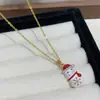 Estilo Navideño Europeo y Americano Árbol de Navidad Muñeco de Nieve Guantes Elegante Collar de Moda Joven de Lujo Cadena Clásica para la Clavícula