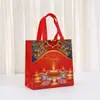 Bolsa Não Tecida Nova de Diwali Transfronteiriça, Linda Bolsa de Mão para o Festival da Lâmpada de Óleo Roxa, Bolsa Impermeável Criativa Personalizada para Levar