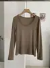KEKEZOON Camiseta Básica Versátil de Color Sólido con Cuello Redondo y Mangas Largas para Mujer, 17 Colores, Corte Delgado, 8986