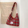 Bolso Bandolera Nuevo Otoño 2024 Estilo Chica Vigorosa Simple Gran Capacidad Hombro Único Patrón a Cuadros Versátil Casual para Mujer