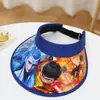 Sombrero de Sol Ventilador de Protección Solar Personalizado para Niños Sombrero de Sol de Verano Sombrero de Sol Nezha Niños y Niñas Ala Ancha Sombrero de Copa Vacío