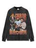 Camiseta Retrô Estampada Chris Brown Transfronteiriça Streetwear Americano Vintage Lavada Pesada Casual Manga Curta Ins