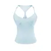Camisola Lyocell Tencel de Hombro Estrecho sin Espalda para Mujer, Nuevo Estilo de Verano, Corte Ajustado, Yoga Fitness, Espalda Hermosa