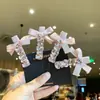 Pinza para el Cabello con Lazo de Diamante Rosa Brillante Estilo K para Mujer, Gama Alta, Rejuvenecedor, Cabello Suelto, Pinza de Pico de Pato, Nuevo Elegante Accesorio para el Cabello