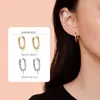 Brincos de pérola autoadesivos em forma de U geométricos de prata de lei S925 suporte vazio feminino temperamento fashion quadrado DIY feito à mão suporte de pérola redonda fecho de orelha
