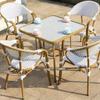 Mesa y silla de ratán para exterior, combinación para cafetería, villa, patio, jardín, mesa de centro pequeña, terraza, exterior, ocio, silla de ratán para exterior.
