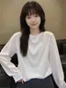 Algodão de Xinjiang Algodão Puro 300g Camada Base Pesada Camiseta Branca Pura Estilo Básico Caimento Solto Top de Manga Longa Outono e Inverno