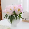 Buquê de Peônias Artificiais, Arranjo de Flores para Mesa de Sala de Estar, Buquê de Flores Artificiais para Interior, Luxo Leve de Alta Qualidade