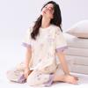 Pijama de verano de algodón fino de manga corta para mujer, pantalones cortos, traje holgado de talla grande, ropa de hogar de algodón cómoda que absorbe la humedad