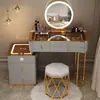 Tocador de dormitorio nórdico, mueble integrado multifuncional minimalista moderno, tocador inteligente con carga inalámbrica