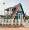 Casa de madeira triangular ao ar livre, casa de madeira pré-fabricada em A, cabine de férias triangular de aço leve para camping em área cênica
