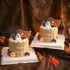 Decoración de Pastel de Halloween Adorno de Fantasma de Goma Suave Telaraña Murciélago Festival de Halloween Topper Feliz
