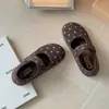Zapatos de Otoño de Velcro Versátiles de Boca Baja Nuevos Zapatos de Abuela Zapatos Mary Jane para Mujer Grises de Suela Plana Lunares 2026 de Lana