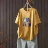 Camiseta de Punto Fina Holgada de Cuello Redondo, Nuevo Estilo de Verano, Moderna y Versátil, Estampado de Elefante de Dibujos Animados, Top Casual que Reduce la Edad