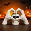 Ornamento de mesa em forma de coração assustador e engraçado de caveira para decoração de cena e atmosfera, adereço de arranjo de atmosfera