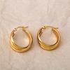 Acero Inoxidable Moda Simple Romántico Estilo Francés Retro Estilo Hong Kong Distintivos Aretes Geométricos Aretes de Argolla Dorados para Mujer