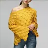 Suéter Tejido Hueco Holgado de AliExpress Transfronterizo Europeo y Americano Cuello Redondo Pulóver Delgado Manga de Trompeta Pulóver Suéter de Mujer de Moda