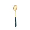 Imitación Mármol Porcelana Mango Acero Inoxidable Cuchara Hogar Comer Sopa Creativo Estilo Coreano Lindo Juego de Cucharas de Mango Largo