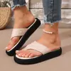 Nuevas Chanclas de Tanga de Comercio Exterior Talla Grande de Verano 2026 para Mujer, Calzado para Exteriores, Punta Redonda, Suela Gruesa, Muestran Temperamento, Chanclas para Mujer