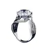 Nuevo anillo de lujo ligero plateado de 5 quilates 2023 para mujer, anillo de diamante de alto carbono, abierto, un solo diamante, venta caliente transfronteriza