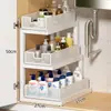 Organizador de Fregadero Extraíble Tocador de Baño Caja de Almacenamiento Debajo del Fregadero Múltiples Niveles Lavabo de Inodoro Cesta Desplegable Estante Escalonado