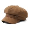 Outono e Inverno chapéu octogonal waffle ferro logotipo moda estilo coreano versátil chapéu de pintor feminino artístico retrô que valoriza o rosto jornaleiro