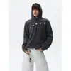 Moletom com Capuz Listrado Bordado Estrela Retro Americano Masculino Feminino Outono Tendência Novo Peso Pesado Cropped Hoodie Roupa Externa