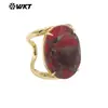 WT-R524 Multicolor Opcional Piedra Preciosa Ovalada Cobre Turquesa Anillo Abierto para Hombres y Mujeres Joyería Portátil para Fiesta