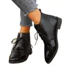 Nueva colección de verano y otoño: botines de moda de punta fina estilo retro para mujer, con suela plana, tacón bajo y cordones en la parte delantera, que exudan un look elegante y con estilo