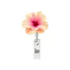 Porta-credencial acrílico retráctil giratorio de flor de orquídea, fácil de jalar, para personal médico, clip para credencial, hebilla de fácil extracción, regalo
