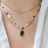 Collar de Piedra Natural Hecho a Mano con Cuentas Yihong, Cadena para Clavícula de Perla de Agua Dulce de Lujo Ligero Vintage, Ágata de Cristal de Nicho
