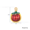 Colgante de Fruta de Dibujos Animados con Goteo de Aceite de Acero Inoxidable - Berenjena Papaya Manzana Piña Plátano Caqui DIY Collar Pulsera
