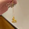 Ouro Real 24K Galvanoplastia Forte Retenção de Cor Imediatamente Tenha Dinheiro Ano do Zodíaco Presente Cavalo de Balanço Colar Pônei Pingente Joia