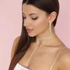 Conjunto de Colar e Brincos Estilo Franja Transfronteiriço, Gargantilha Personalizada para Mulheres, Peça Única de Moda Versátil Elegante Pingente de Corrente para Clavícula para Camadas