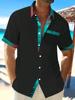 Camisa de manga corta para hombre, nueva, transfronteriza, europea y americana, con puños de 24 pulgadas y contraste de color, estilo hawaiano playero informal.