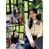 Suéter cárdigan a rayas con cuello marinero para mujer 2026 Otoño Nuevo Elegante Top de punto