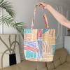 Bolso de lona a rayas de colores, 35201 pulgadas, para cosméticos, de gran capacidad, bandolera, para el trabajo y el uso diario.