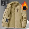 Ropa Exterior Gruesa de Terciopelo para Hombre Chaqueta Deportiva para Exteriores Otoño e Invierno Nueva Holgada Estilo Coreano Casual Chaqueta para Personas de Mediana Edad y Mayores